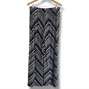 Chico's Wide Leg Palazzo Pants Womens Size 1 M Pull On Elastic Waist Black White